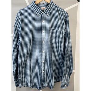 Faherty Stretch Oxford Shirt Mens XL Ocean Teal Gingham Button Down Casual Check